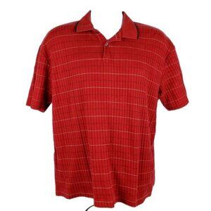 Claiborne Crazy Horse Polo Shirt Mens Size Large Golf Red Striped Short Sleeve